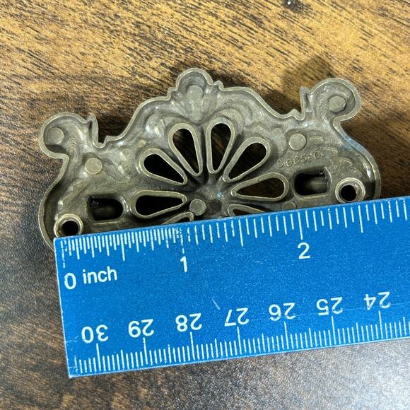 3 Vintage Round Brass French Art Nouveau Drop Bail Pulls Braided Rings 2.5" - Picture 5 of 7